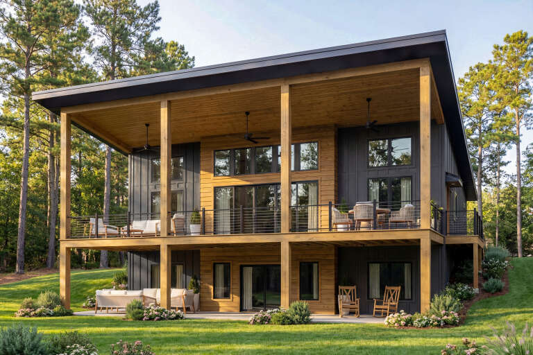 House Plan House Plan #29414 Angled Rear Elevation 