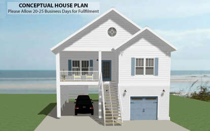 Coastal House Plan #6849-00143 Elevation Photo
