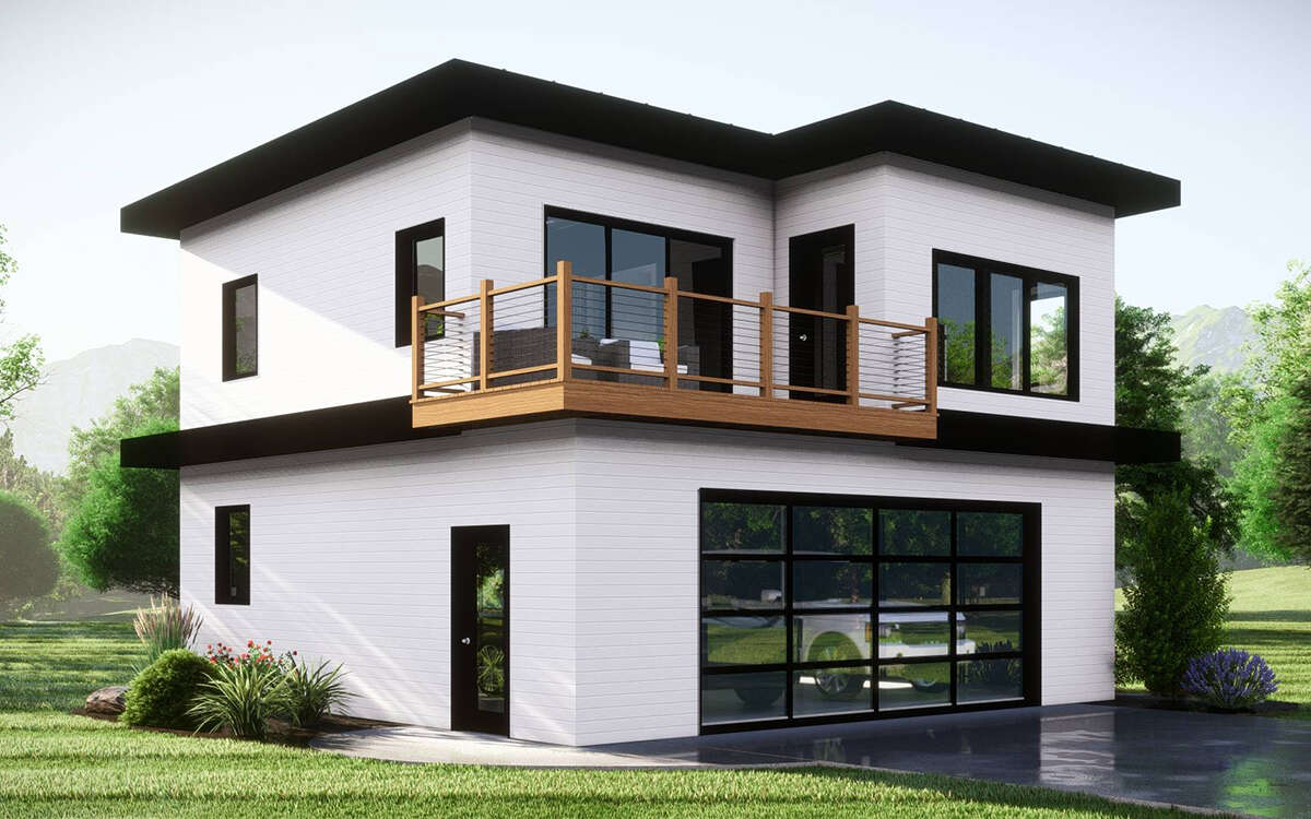 Modern 2 Car Garage Plan - 1,431 Square Feet, 2 Bedrooms, 1 Bathroom ...