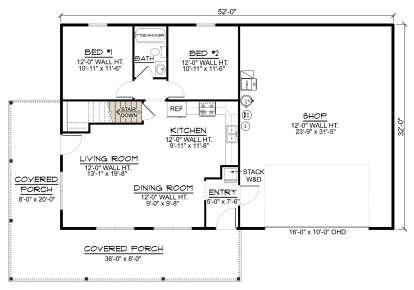 Main Floor w/ Basement Stairs Location for House Plan #5032-00251