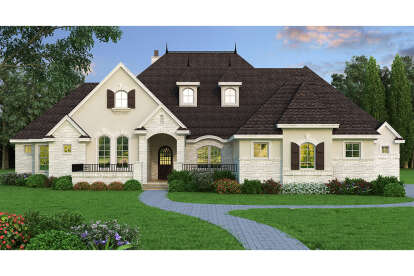 French Country House Plan #5445-00511 Elevation Photo