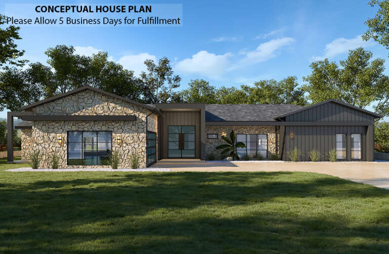 House Plan House Plan #29465 Angled Front Elevation