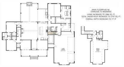 Main Floor w/ Basement Stairs Location for House Plan #4534-00104