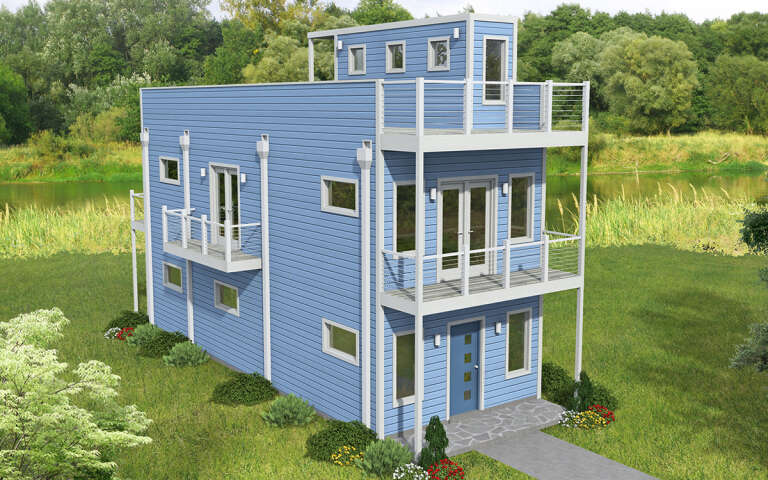 House Plan House Plan #29476 Angled Front Elevation