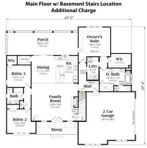 Main Floor w/ Basement Stair Location for House Plan #009-00365
