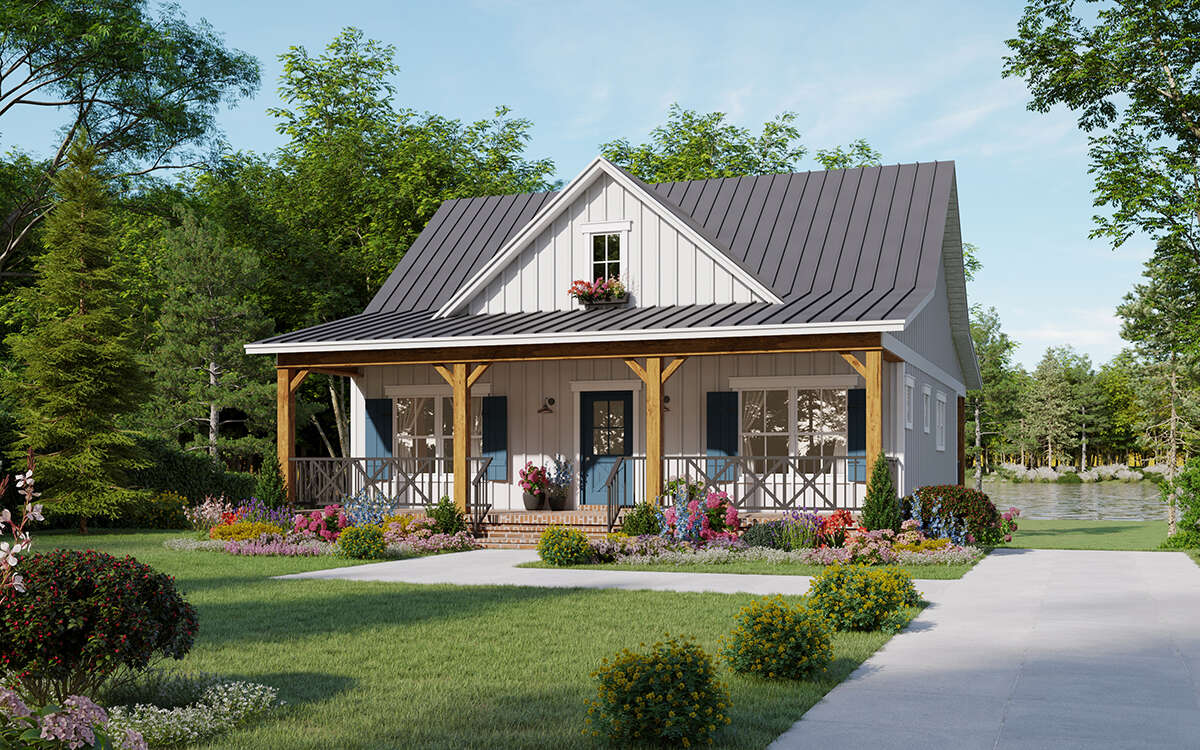 Modern Farmhouse Plan: 976 Square Feet, 2-4 Bedrooms, 2 Bathrooms - 348 ...