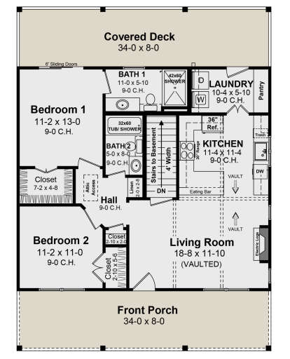 Modern Farmhouse Plan: 976 Square Feet, 2-4 Bedrooms, 2 Bathrooms