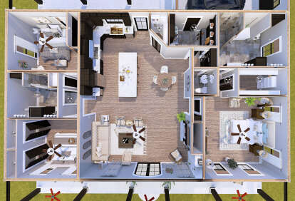 Overhead First Floor for House Plan #1776-00136
