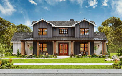 Modern Farmhouse House Plan #699-00377 Elevation Photo