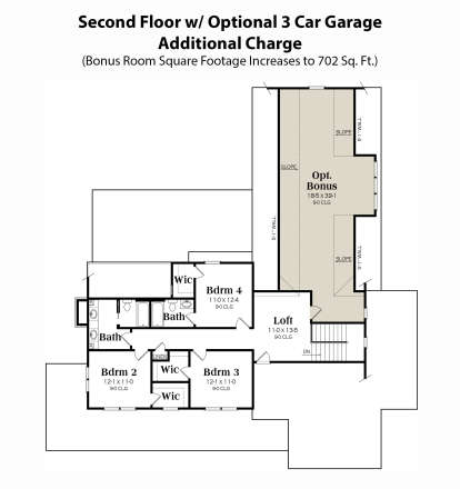 Second Floor w/ 3 Car Side Garage Option for House Plan #009-00367