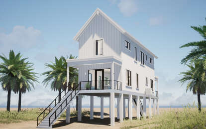 Coastal House Plan #028-00195 Elevation Photo