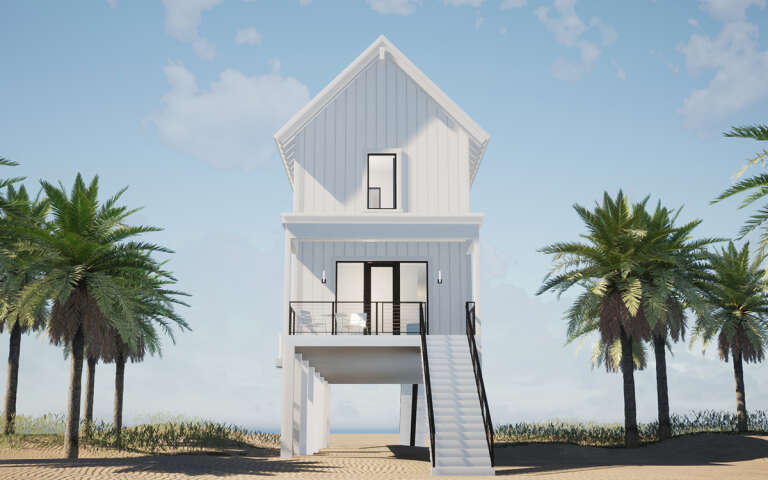 Coastal House Plan #028-00195 Elevation Photo