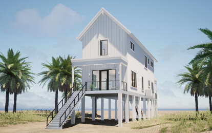 Coastal House Plan #028-00196 Elevation Photo
