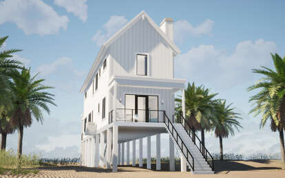 Coastal House Plan #028-00197 Elevation Photo