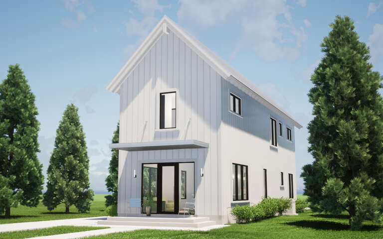 Narrow Lot House Plan #028-00199 Elevation Photo