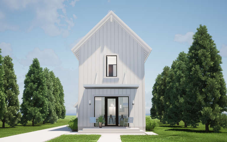 Narrow Lot House Plan #028-00199 Elevation Photo