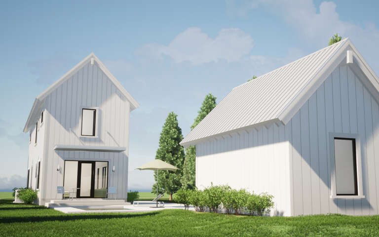 Narrow Lot House Plan #028-00199 Elevation Photo