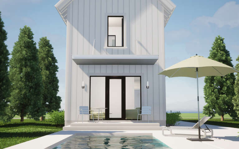 Narrow Lot House Plan #028-00199 Elevation Photo