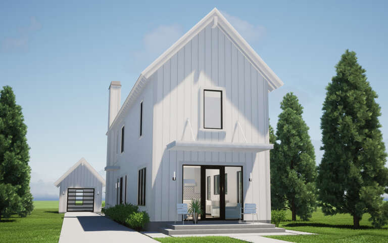 Narrow Lot House Plan #028-00200 Elevation Photo