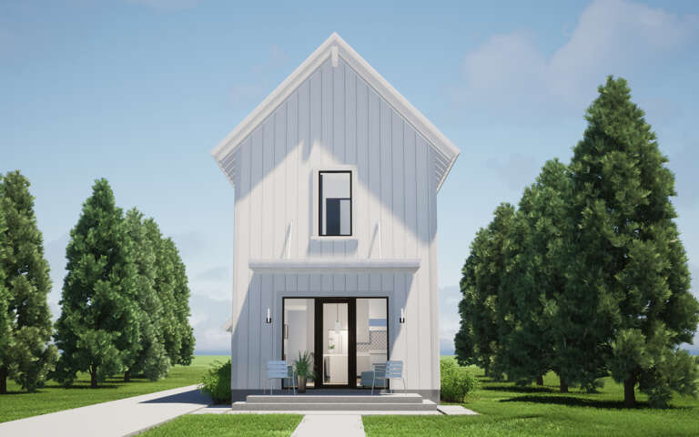 Narrow Lot House Plan #028-00200 Elevation Photo