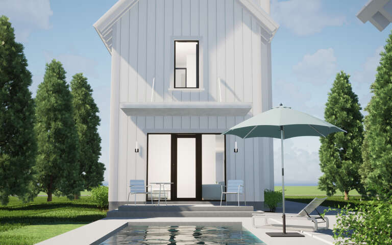 Narrow Lot House Plan #028-00200 Elevation Photo