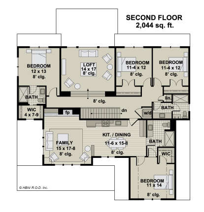 Second Floor for House Plan #098-00397