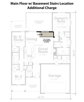 Main Floor w/ Basement Stairs Location for House Plan #402-01805