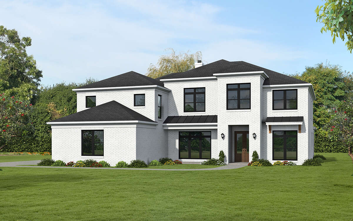 Modern Transitional Plan: 5,032 Square Feet, 5 Bedrooms, 4.5 Bathrooms ...