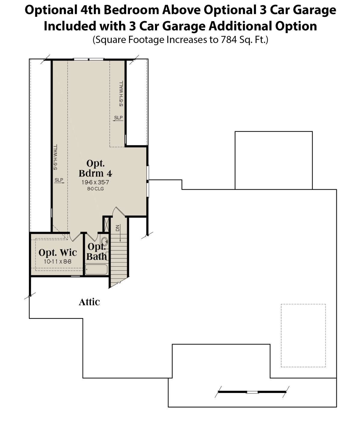 Second Floor w/ 3 Car Side Garage Option for House Plan #009-00369