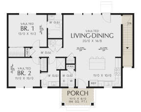Main Floor w/ Basement Stair Location for House Plan #2559-00989