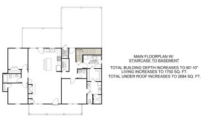 Main Floor w/ Basement Stairs Location for House Plan #4534-00105