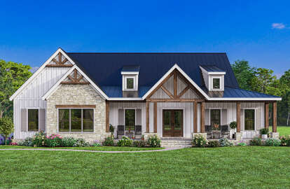 Modern Farmhouse House Plan #009-00371 Elevation Photo