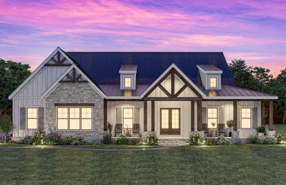 Modern Farmhouse House Plan #009-00371 Elevation Photo