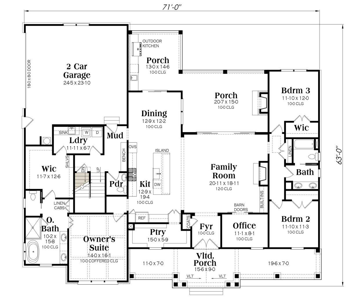 Main Floor w/ Basement Stairs Location for House Plan #009-00371