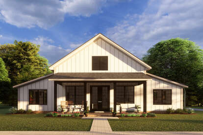 House Plan House Plan #29702 Front Elevation at Dusk