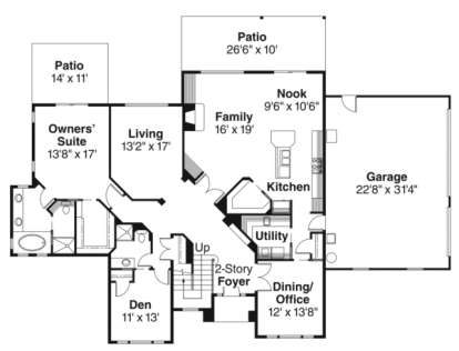 Floorplan 1 for House Plan #035-00394
