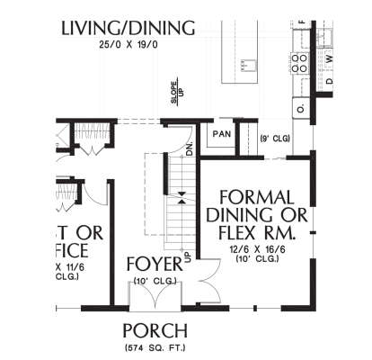 Main Floor w/ Basement Stair Location for House Plan #2559-01001