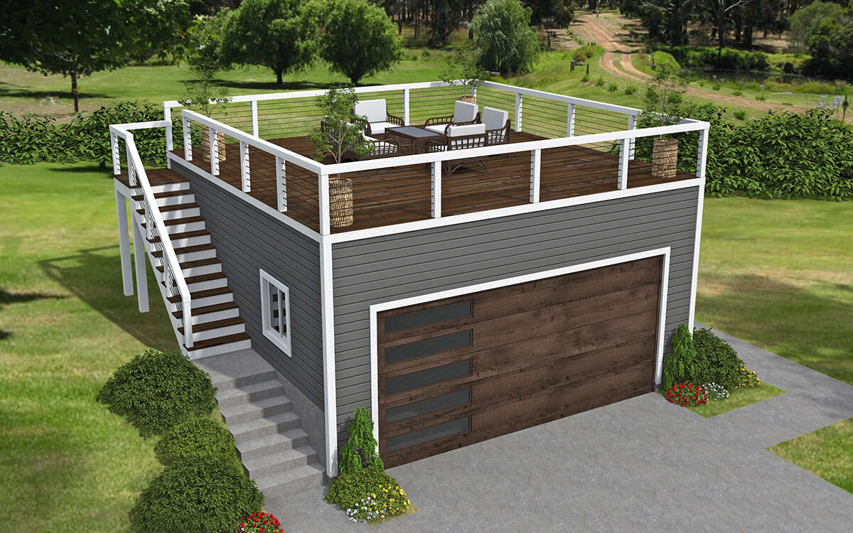 Modern 2 Car Garage Plan - 1,058 Square Feet | Floor Plan #940-00886 ...