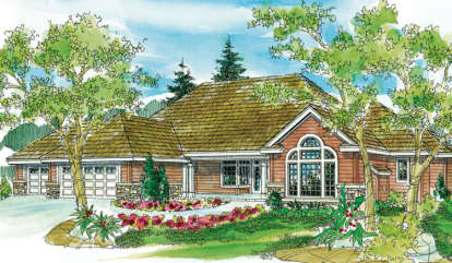 Ranch House Plan #035-00396 Elevation Photo