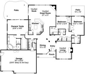 Floorplan 1 for House Plan #035-00396