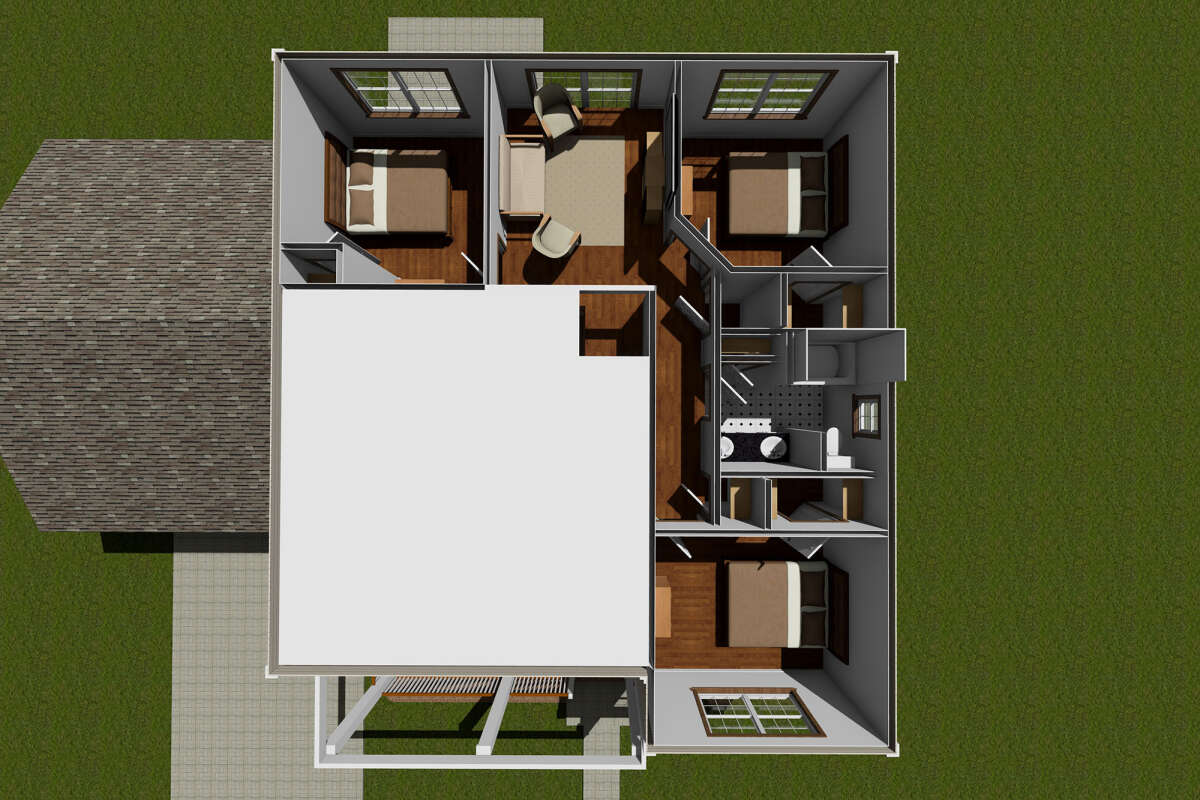 Overhead Second Floor for House Plan #4848-00395