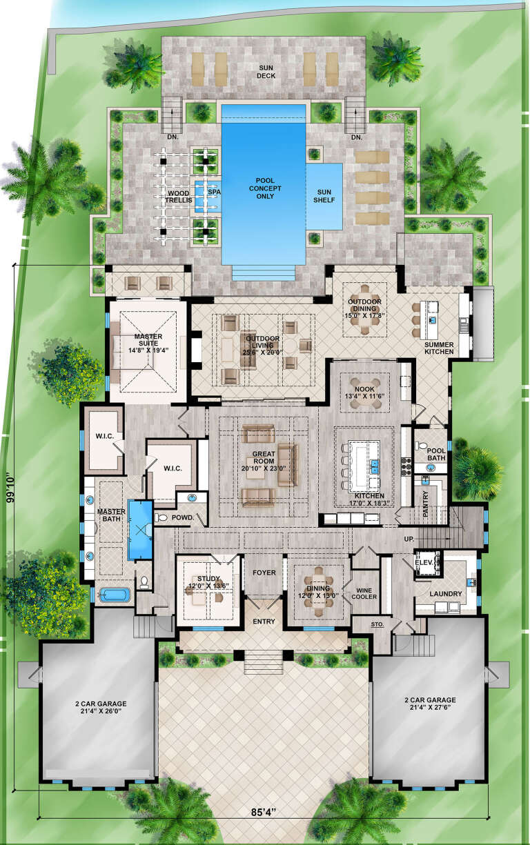 Coastal Plan - 5,625 Square Feet, 4 Bedrooms, 5 Bathrooms | Floor Plan ...