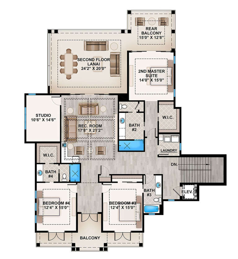 Coastal Plan - 5,625 Square Feet, 4 Bedrooms, 5 Bathrooms | Floor Plan ...