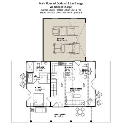 Main Floor w/ Optional 2 Car Garage for House Plan #7174-00017