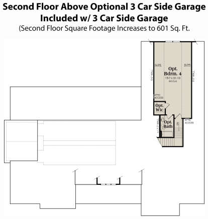 Second Floor w/ 3 Car Side Garage Option for House Plan #009-00380