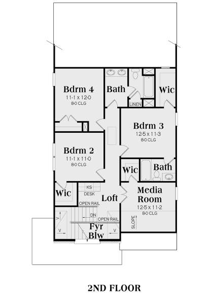 Second Floor for House Plan #009-00134