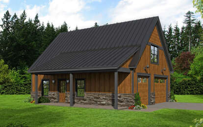 Cabin House Plan #940-00911 Elevation Photo