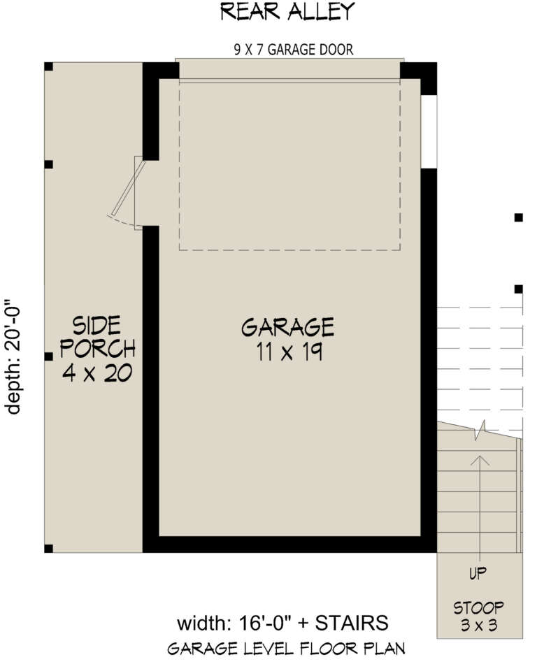 Modern 1 Car Garage Plan - 320 Square Feet, 1 Bedroom, 1 Bathroom ...