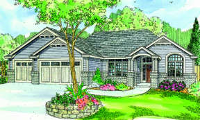 Ranch House Plan #035-00400 Elevation Photo