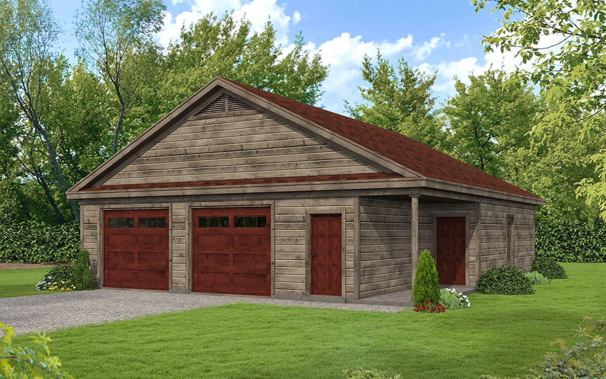 Cabin 2 Car Garage Plan - 1,440 Square Feet, 1.5 Bathrooms | Floor Plan ...